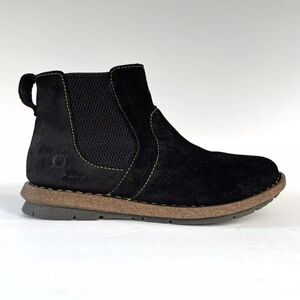 Born Talyn Chelsea Ankle Bootie 9 Black Suede Leather Pull On Double Gore